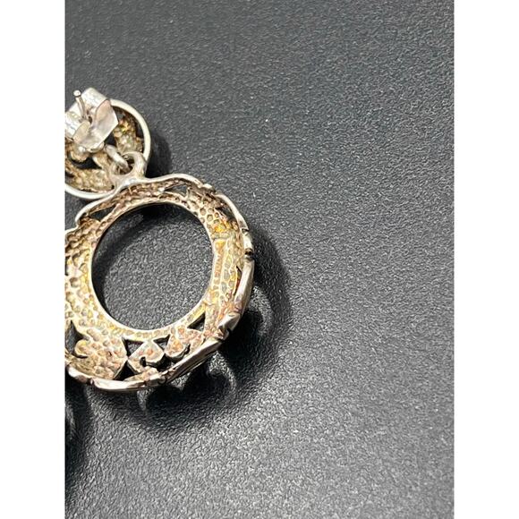 Vintage Sterling Silver 925 Pierced Post Hoops Cut Out Scroll Work Earrings - Picture 8 of 8